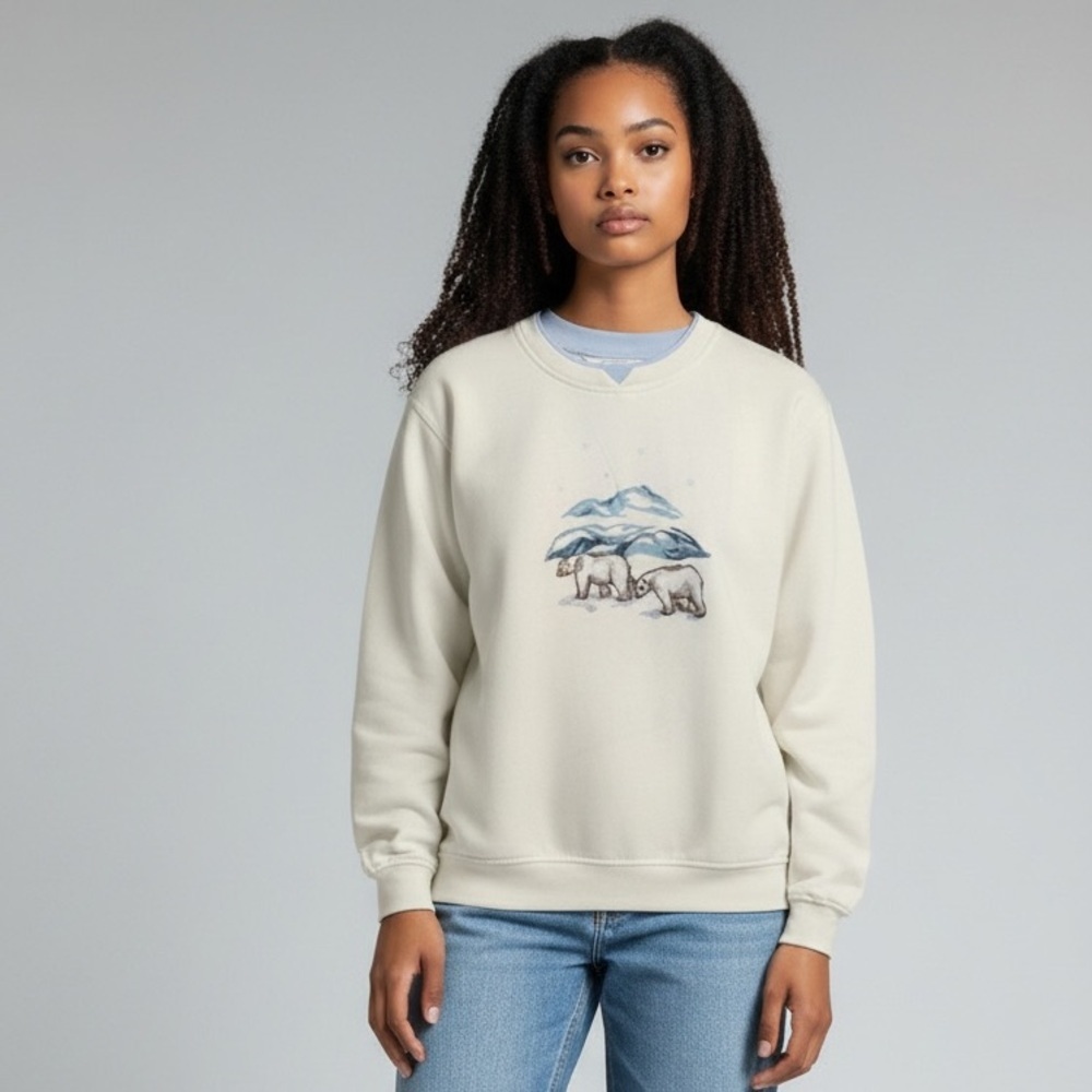 Northern Reflections White Polar Bear Crewneck Sweater
